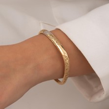 Hakan Mücevherat Taşlı Trend Model 14 Ayar Altın Kelepçe