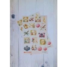 One Little Happiness Vintage Journal Sticker Seti / Bullet Journal Scrapbook Kolaj Için Uygun