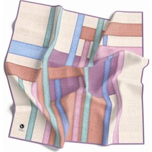 Violla Twill Renkli Şerit Desenli Lila Renkli 90X90 Eşarp (Ipek Içermez) Kenar Dikiş Şekli El Dikişli