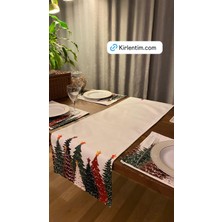 Kırlentim H1264 Renkli Çam Ağaçları-1 Adet Runner - 4 Adet Amerikan Servis-Set