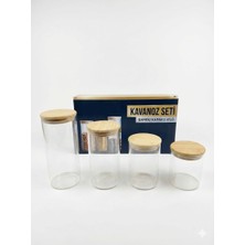 Back Sine 4 Lü Bambu Kapaklı Hava Geçirmez Cam Mini Baharat Seti - Baharat Kuruyemiş  Tuz Saklama Kabı Mutfak Düzenleyici - Küçük Kavanoz