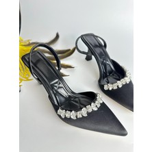 Gloriys Ayakkabı & Çanta Saten 6 cm Ince Topuklu Taşlı Abiye Ayakkabı 02200