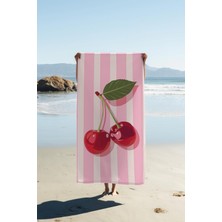 Dolce Mariee Dijital Baskı Plaj Deniz Havlusu Kiraz Desenli Peştamal HVL0160