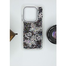 FoxPower Infinix Hot 40I Kılıf Kelebek Desenli Parlak Simli Kapak