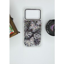 FoxPower Tecno Spark 40 Kılıf Kelebek Desenli Parlak Simli Kapak