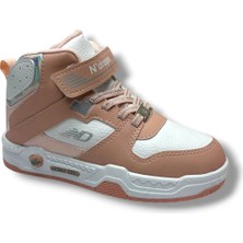 Ndrops 021-26 Deri Cırt Bantlı Çocuk Spor Bot Pudra Beyaz 31-35