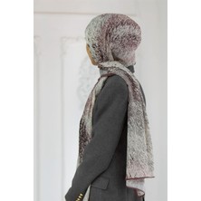 Vissona Lüks Medine Ipeği Zikzak Geometrik Desenli Pudra Renkli 75X195 Kırışmaz Şal Moss Krep Dikiş Tipi Italyan Dikişli