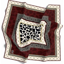 Violla Twill Taş Desenli Bordo Renkli 90X90 Eşarp (Ipek Içermez) Kenar Dikiş Şekli El Dikişli