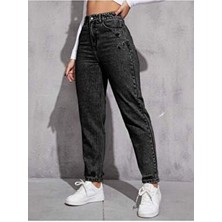 Noxter Kadın  Yıpratmalı Denim Pantolon Regular Boy 5 Cep ile Modern ve Şık Tasarım
