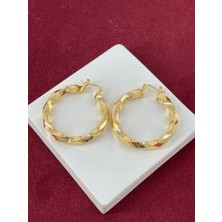 Calista Aksesuar Örme Gold Halka Küpe