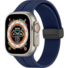 URUCHI Uruchı Apple Watch Manyetik Silikon Kordon 42/44/45/49/l Kadın Erkek Spor Kordon Iwatch Apple Watch Serisi 8 7 6 5 4 3 2 1 Se Ultra ile Uyumlu, Lacivert