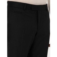 Cacharel Erkek Siyah Slim Fit Yün Karışımlı Mikro Desenli Klasik Pantolon 50310020-VR046