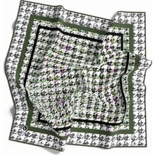 Violla Twill Kazayağı Desenli Haki Renkli 90X90 Eşarp (Ipek Içermez) Kenar Dikiş Şekli El Dikişli
