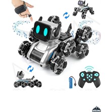 Apexma Oyuncak 2.4ghz Uzaktan Kumandalı Bilekten Kontrollü Şarjlı Işıklı 8 Teker Akrobat Robot Köpek