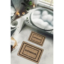 Dolce Mariee Yıkanabilir Kaymaz Tabanlı Modern Desenli 2'li Banyo Paspas Takımı BPS0039