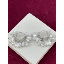 Calista Aksesuar Çoklu Beyaz Taşlı Silver Küpe