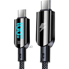 Teknohane 100 Watt Hızlı Şarj ve Veri İletim Kablosu 1.2m Type-C To Type-C Dijital Ekran