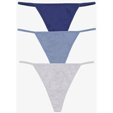 Koza İç Giyim Kadın Pamuklu Basic Tanga Külot 3'lü Paket Yumuşak Dokulu Örme Kumaş