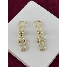 Calista Aksesuar Altın Toplu Taşlı Sallantılı Gold Küpe