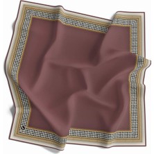 Violla Twill Kazayak Bordür Desenli Gül Kurusu Renkli 90X90 Eşarp (Ipek Içermez) Kenar Dikiş Şekli El Dikişli