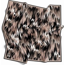 Violla Twill Fırça Desenli Bej Renkli 90X90 Eşarp (Ipek Içermez) Kenar Dikiş Şekli El Dikişli
