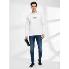 Ribana Classic Unısex Bisiklet Yaka Baskılı Regular Fit Yumuşak Dokulu Uzun Kollu Sweatshirt