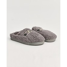 Chirpy Kadın Terlik Düz Gri Renk Bağcıksız Konforlu Homewear Kullanımına Uygun