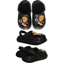 Famele's Cross Anatomik Furbolcu Figür Siyah Eva Plaj Deniz Günlük Çocuk Terlik