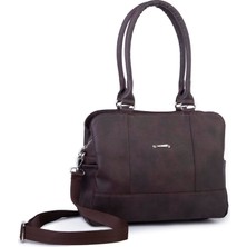  Nas Bag Kadın Büyük Boy Üç Bölmeli Omuz Çantası Kahve  Raven