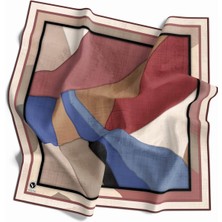 Violla Twill Geometrik Desenli Gül Kurusu Renkli 90X90 Eşarp (Ipek Içermez) Kenar Dikiş Şekli El Dikişli