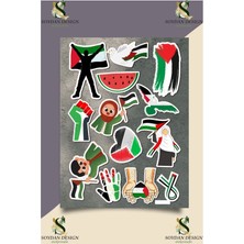 One Little Happiness Filistin Gazze Kudüs Hamas Sticker Seti  Etiket Laptop Notebook Tablet Telefon