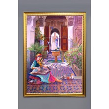 Dolce Mariee Kanun Çalan Kadın Figürü Desenli Dijital Baskılı Kadife Kumaş Çerçeveli Tablo TBL0015