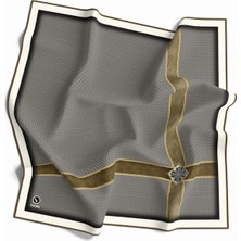 Violla Twill Geometrik ve Kemer Desenli Sütlü Kahve Renkli 90X90 Eşarp (Ipek Içermez) Dikim Şekli : El Dikişi