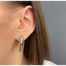 H&S Aksesuar Taşlı Tasarım Çelik Küpe