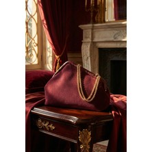 Berlesi Bordo Süet Zincirli Omuz Çanta