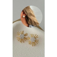 H&S Aksesuar Bym Marka Özel Tasarım Zirkon Taşlı Yıldız Küpe