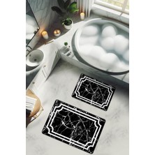 Dolce Mariee Yıkanabilir Kaymaz Tabanlı Modern Desenli 2'li Banyo Paspas Takımı BPS0015