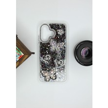 FoxPower Infinix Hot 30I Kılıf Kelebek Desenli Parlak Simli Kapak