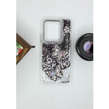 FoxPower Vivo Y36 Kılıf Kelebek Desenli Parlak Simli Kapak