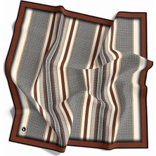 Violla Twill Kazayaklı Şerit Desenli Taba Renkli 90X90 Eşarp (Ipek Içermez) Kenar Dikiş Şekli El Dikişli