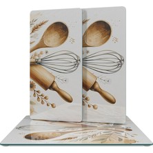 Decovetro Cam Sunum Servis Tabağı 3'lü Kare Set Kitchenware Desenli