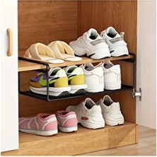 TncPatiShop 1 Adet Alan Tasarruflu Siyah Metal Ayakkabı Düzenleyici Organizer Terlik ve Ayakkabı Düzenleyici