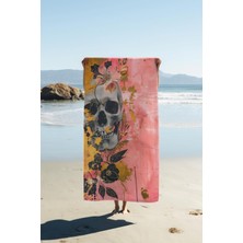 Dolce Mariee Dijital Baskı Plaj Deniz Havlusu Modern Kuru Kafa Desenli Peştamal HVL0146