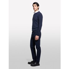 Sisley Streç Pamuklu Logo Detaylı Slim Fit Chino Pantolon Erkek Lacivert Pantolon - 325P4WOSSF053