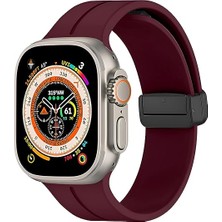 URUCHI Uruchı Apple Watch Manyetik Silikon Kordon 42/44/45/49/l Kadın Erkek Spor Kordon Iwatch Apple Watch Serisi 8 7 6 5 4 3 2 1 Se Ultra ile Uyumlu, Bordo