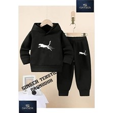 Sinser Teks Kapşonlu Çocuk “jaguar Cızgılı” Baskılı Eşofman Takımı