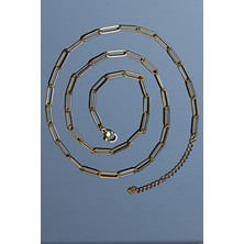 Rua Jewelry Çelik Ataş Kolye 5 mm Altın Renk | Kararmaz ,unisex, 2 Yıl Garantili