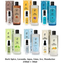 Rebul Darkspice, Lavanda, Aqua, Lime, Ice, Mandarine Cam Şişe 250ML + Sprey Pet Şişe 50ML 6'lı Kolonya
