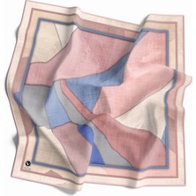 Violla Twill Geometrik Desenli Pudra Renkli 90X90 Eşarp (Ipek Içermez) Kenar Dikiş Şekli El Dikişli