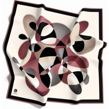 Violla Twill Geometrik Desenli Pudra Renkli 90X90 Eşarp (Ipek Içermez) Kenar Dikiş Şekli El Dikişli